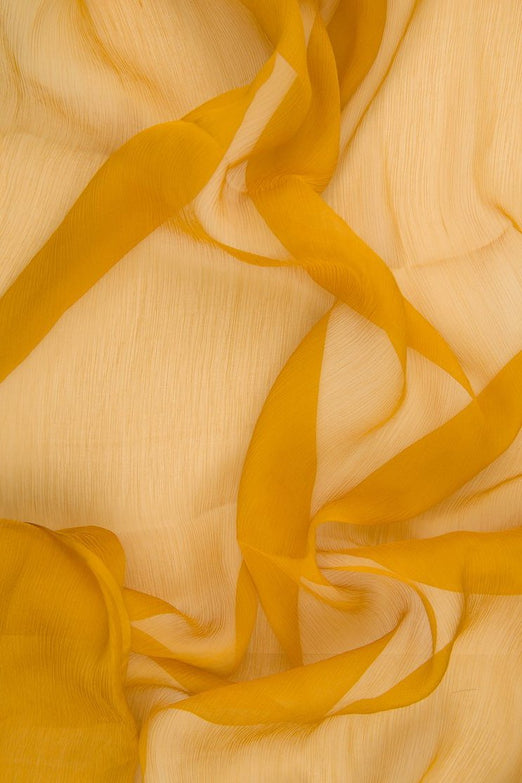Golden Brown Silk Crinkled Chiffon Fabric