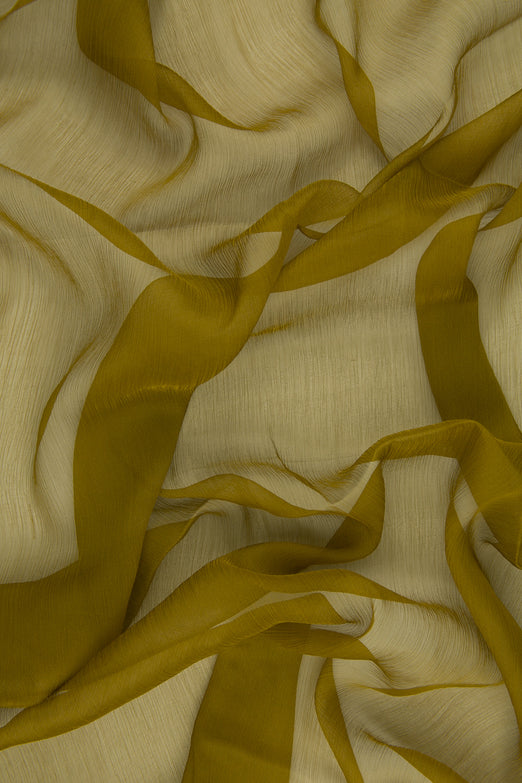 Mustard Gold Silk Crinkled Chiffon Fabric