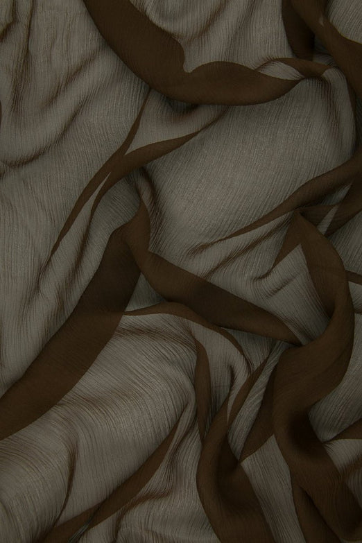 Copper Brown Silk Crinkled Chiffon Fabric