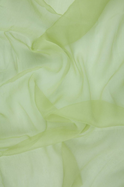 Pale Green Silk Crinkled Chiffon Fabric