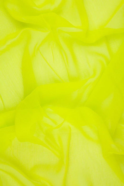 Chartreuse Silk Crinkled Chiffon Fabric