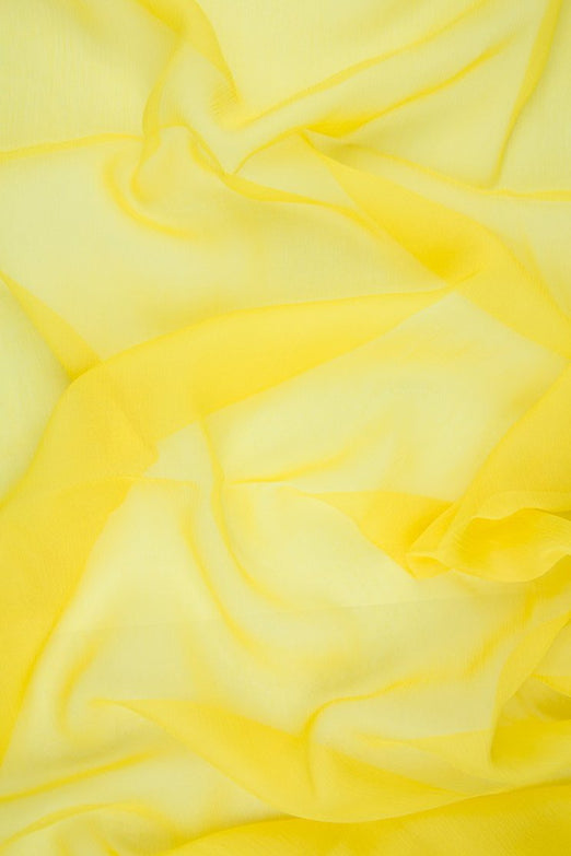 Primrose Yellow Silk Crinkled Chiffon Fabric