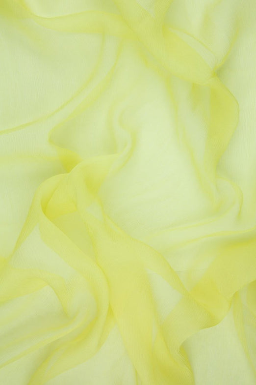Light Yellow Silk Crinkled Chiffon Fabric