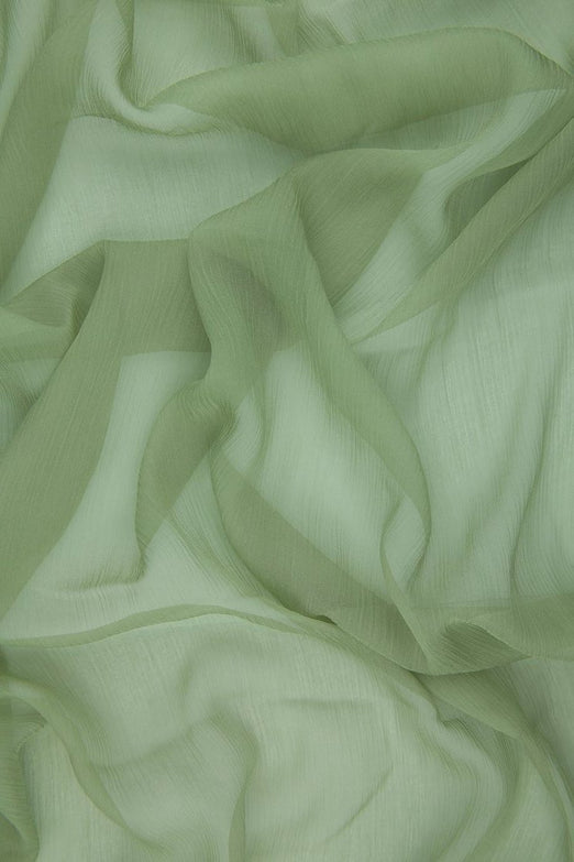 Olive Green Silk Crinkled Chiffon Fabric