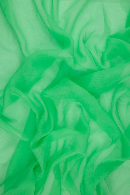 Spring Green Silk Crinkled Chiffon Fabric
