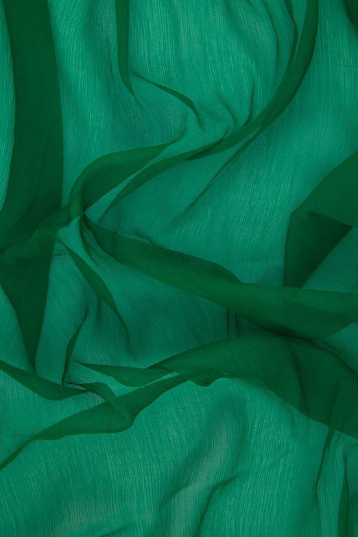 Jelly Bean Green Silk Crinkled Chiffon Fabric
