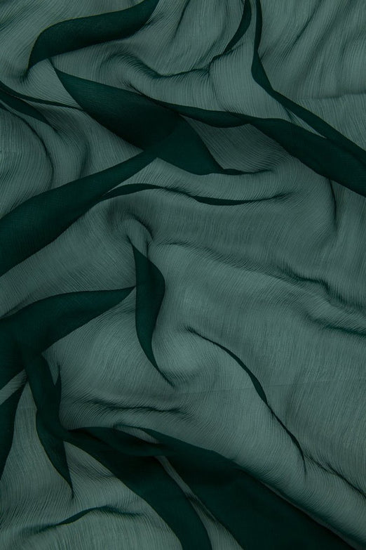 Jungle Green Silk Crinkled Chiffon Fabric