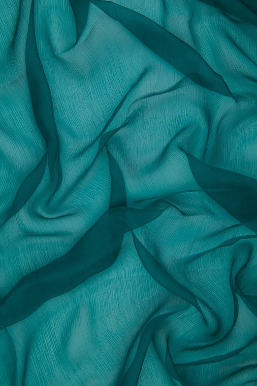 Emerald Silk Crinkled Chiffon Fabric
