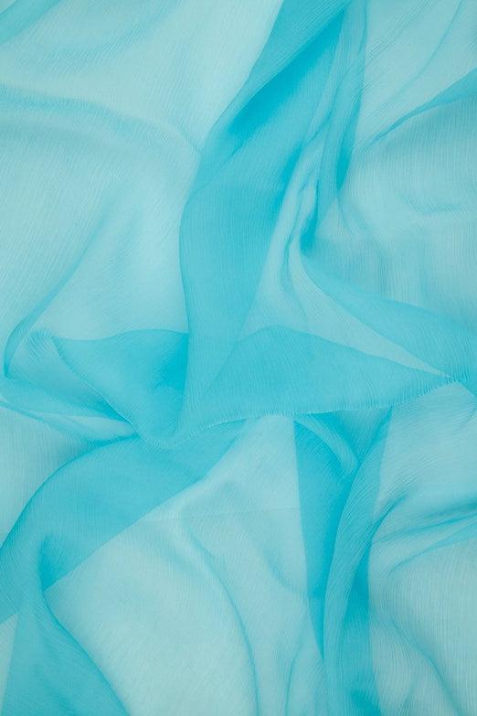 Angel Blue Silk Crinkled Chiffon Fabric