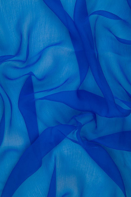 Cobalt Blue Silk Crinkled Chiffon Fabric