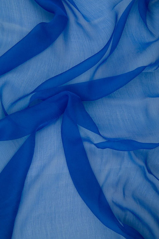 Dark Periwinkle Silk Crinkled Chiffon Fabric