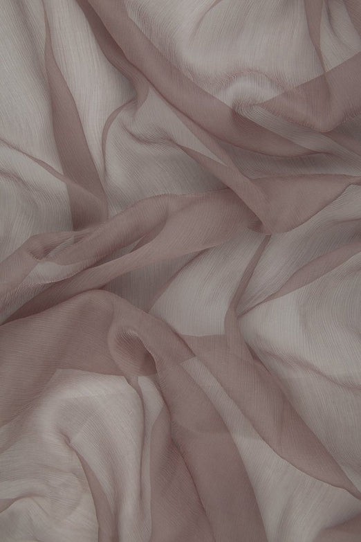 Mauve Taupe Silk Crinkled Chiffon Fabric