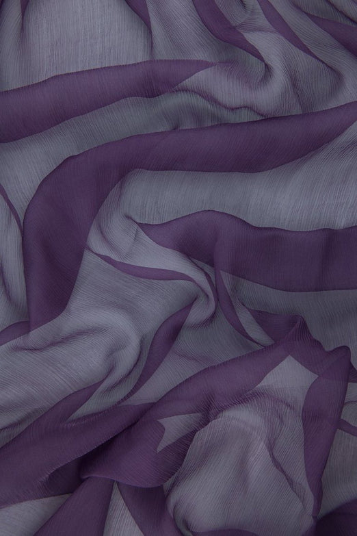 Plum Silk Crinkled Chiffon Fabric