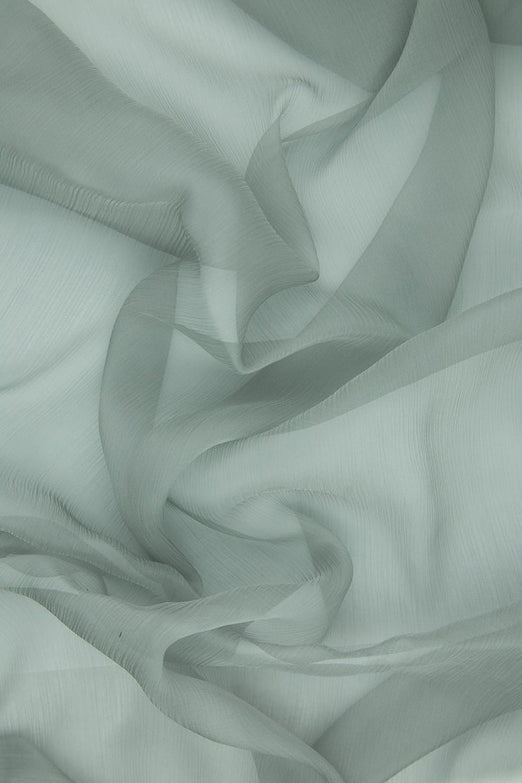 Silver Silk Crinkled Chiffon Fabric