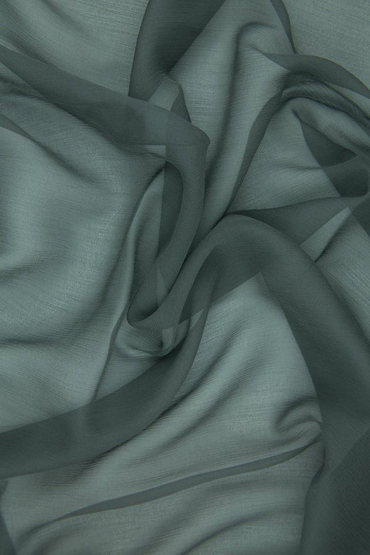 Charcoal Silk Crinkled Chiffon Fabric