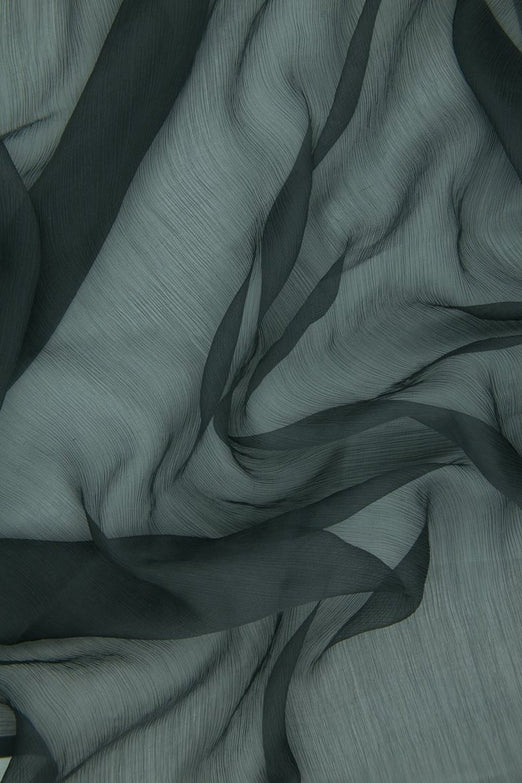 Pewter Silk Crinkled Chiffon Fabric