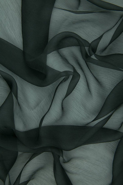 Anthracite Silk Crinkled Chiffon Fabric