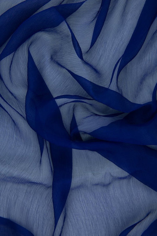 Ultramarine Silk Crinkled Chiffon Fabric
