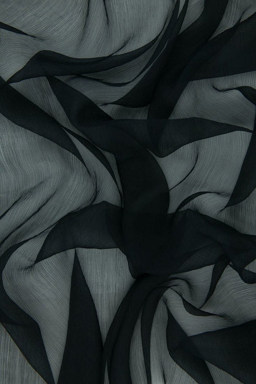 Midnight Silk Crinkled Chiffon Fabric