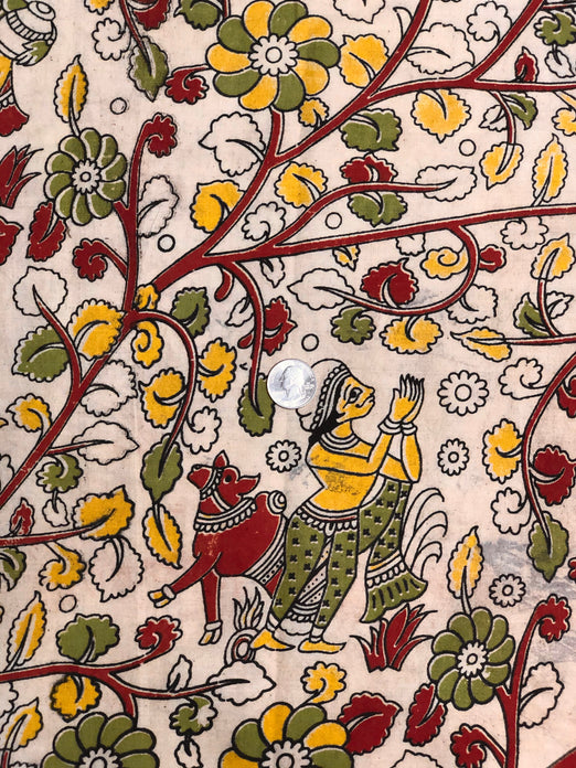 Multicolor Cotton Kalamkari Hand Prints CHP-210/2 Fabric
