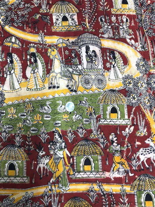 Multicolor Cotton Kalamkari Hand Prints CHP-213 Fabric