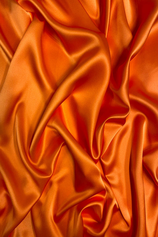 Red Orange Charmeuse Silk Fabric