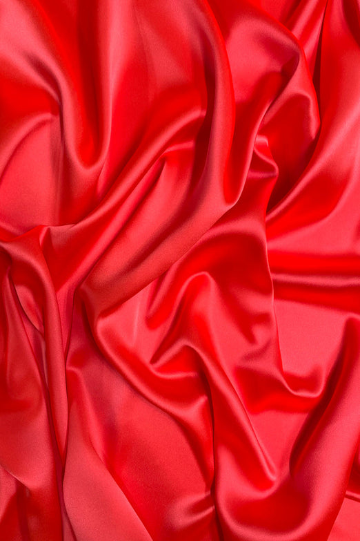 Hot Coral Stretch Charmeuse Fabric