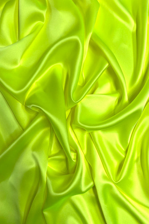 Neon Yellow Green Charmeuse Silk Fabric
