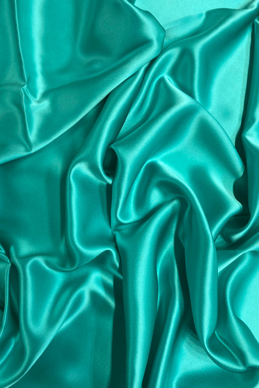 Caribbean Green Charmeuse Silk Fabric