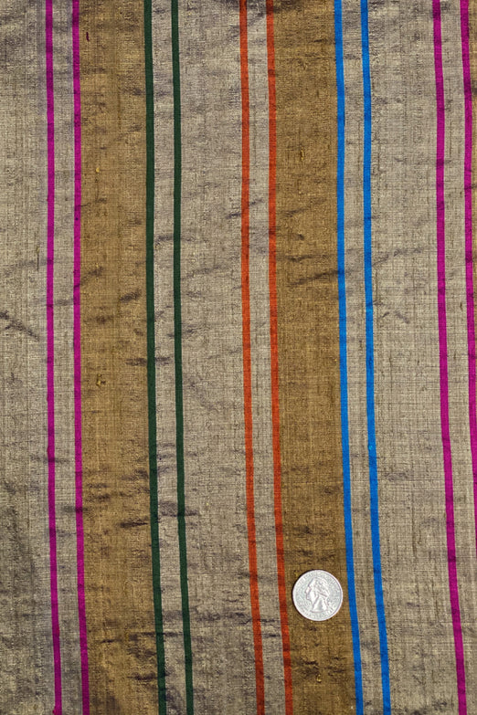 Multicolor Striped Silk Shantung 64 Fabric