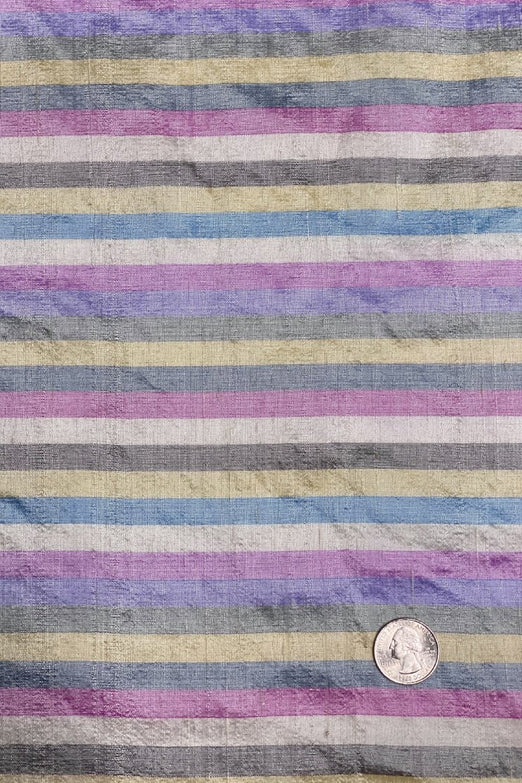 Multicolor Striped Silk Shantung 28 Fabric