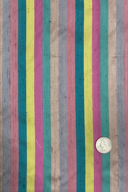 Multicolor Striped Silk Shantung 32 Fabric
