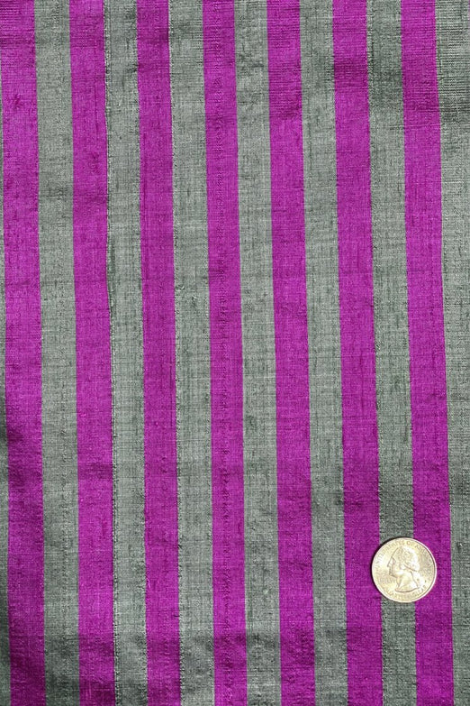 Silver Purple 35 Striped Silk Shantung