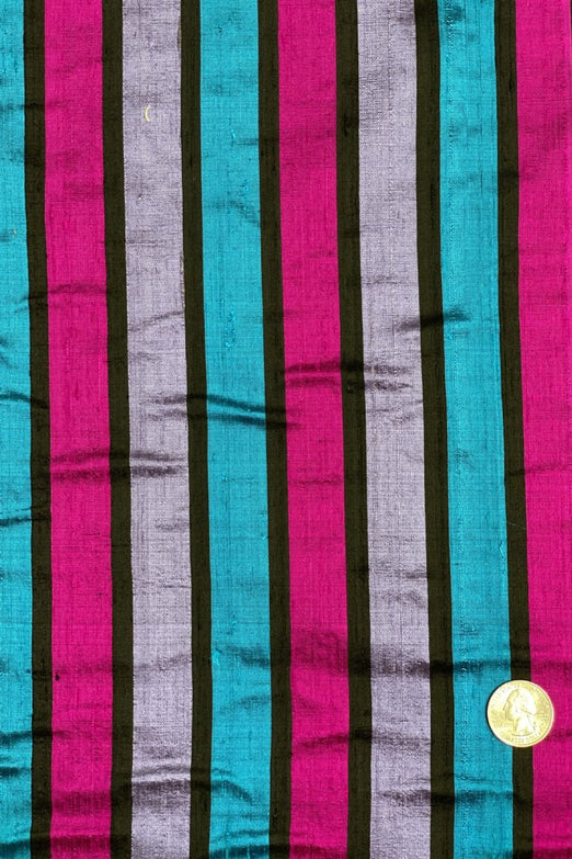 Multicolor Striped Silk Shantung 38 Fabric