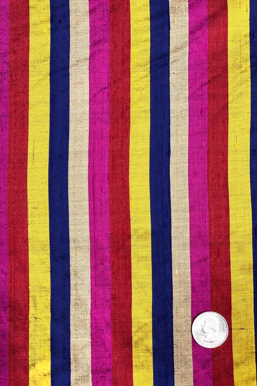 Multicolor Striped Silk Shantung 42 Fabric