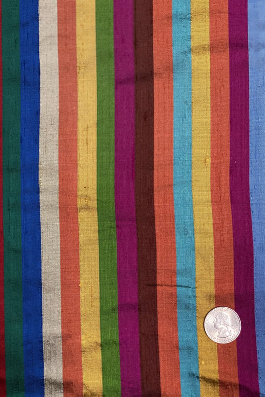 Multicolor Striped Silk Shantung 44 Fabric