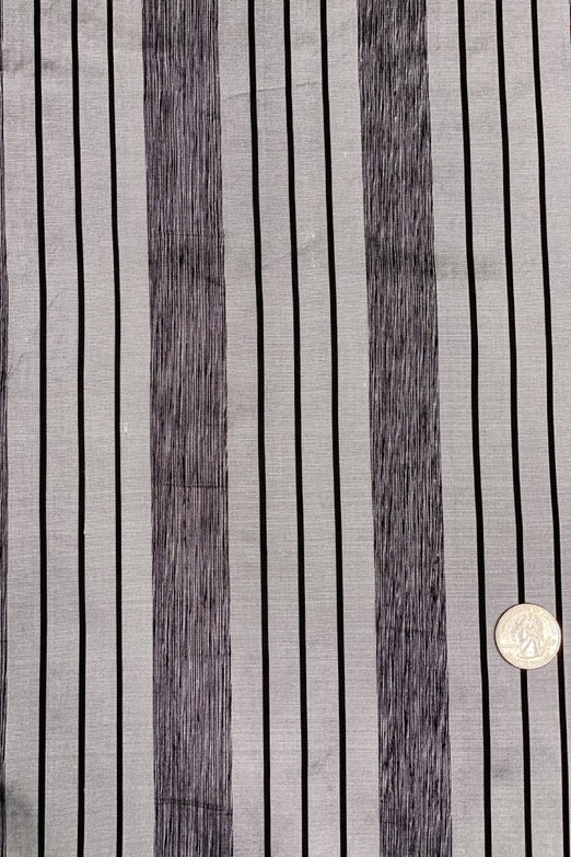 Black Silver 50 Striped Silk Shantung