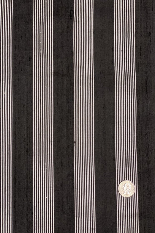 Black Silver 54 Striped Silk Shantung