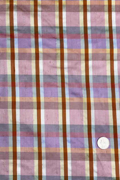 Mulitcolor Tartan Plaid Silk Shantng 475 Fabric