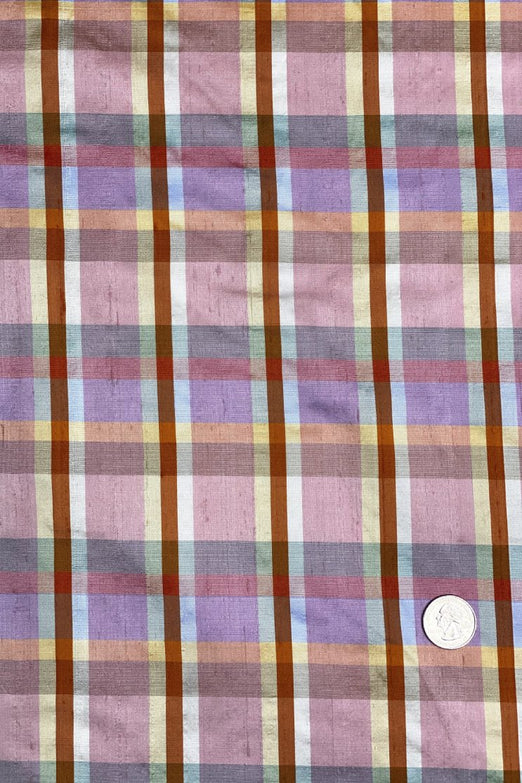 Multicolor Plaid Silk Shantung 76 Fabric