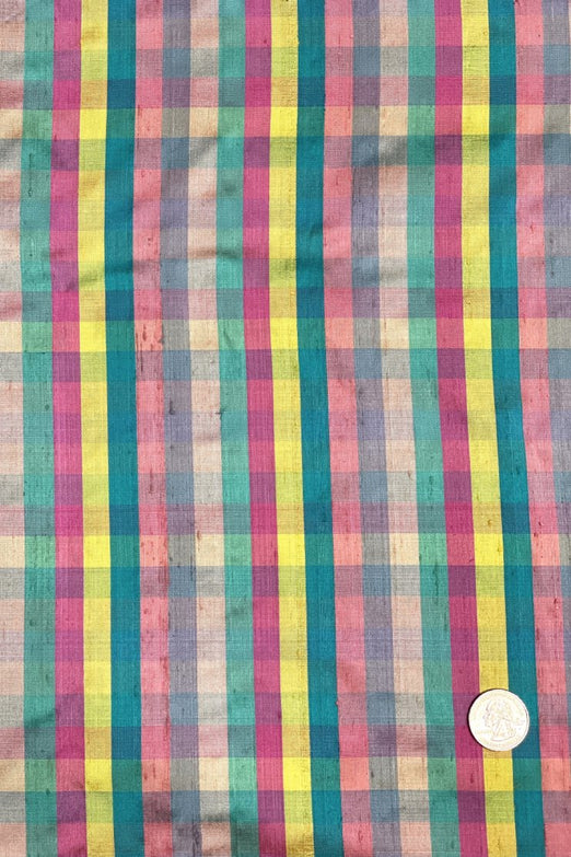 Multicolor Plaid Silk Shantung 78 Fabric