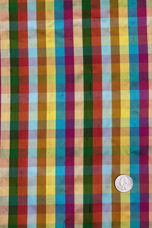 Multicolor Plaid Silk Shantung 81 Fabric