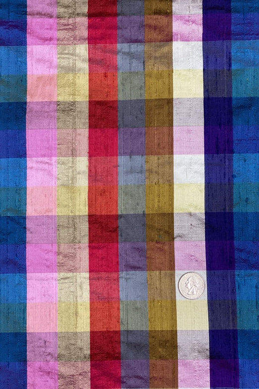 Multicolor Plaid Silk Shantung 96 Fabric