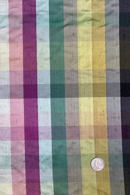 Multicolor Plaid Silk Shantung 392 Fabric