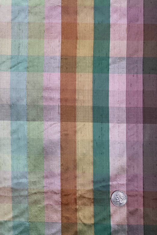 Multicolor Plaid Silk Shantung 393 Fabric