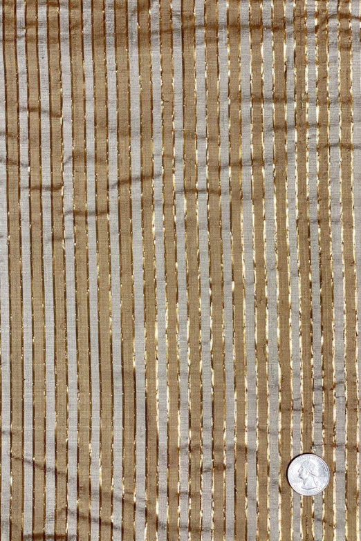 Khaki Gold 471 Striped Silk Shantung