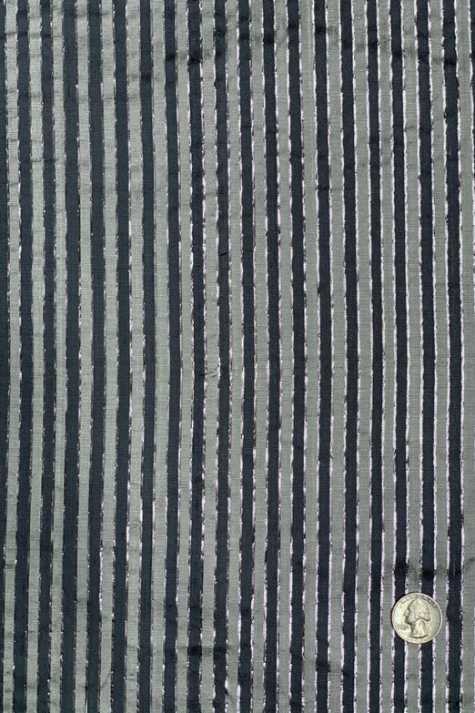 Gray Silver 480 Striped Silk Shantung