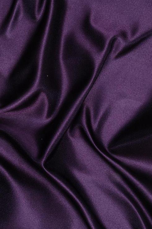 Dark Plum Purple Double Face Duchess Satin Silk Fabric By The Yard