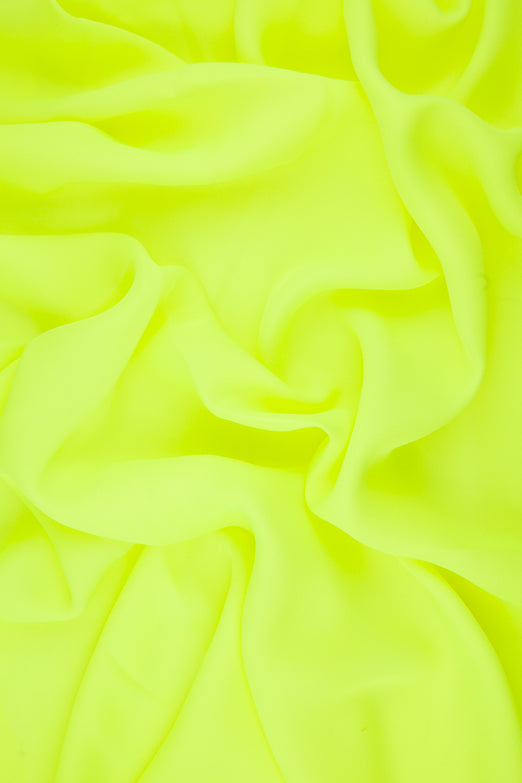 Neon Yellow-Green Silk Double Georgette Fabric
