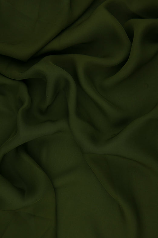 Dark Moss Green Double Georgette Silk Fabric By The Yard